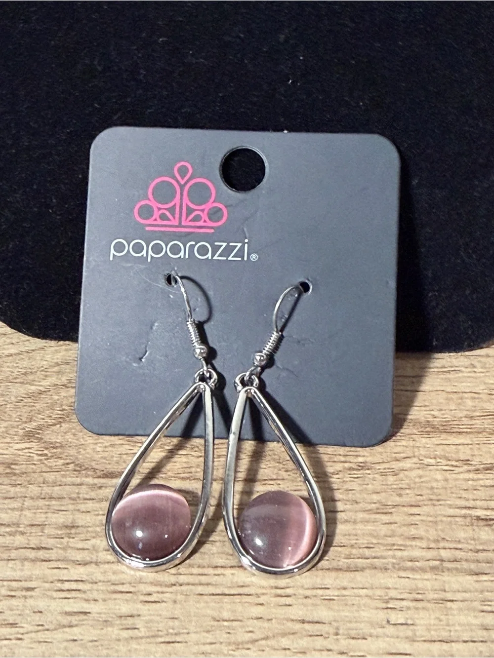 paparazzi Pink Teardrop Dangle Earrings with Silver-Tone Frame